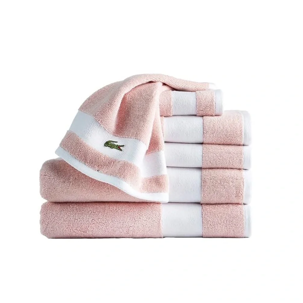 Lacoste Heritage Supima Cotton 6-Piece Towel Set: 2 Bath Towels, 2 Hand Towels